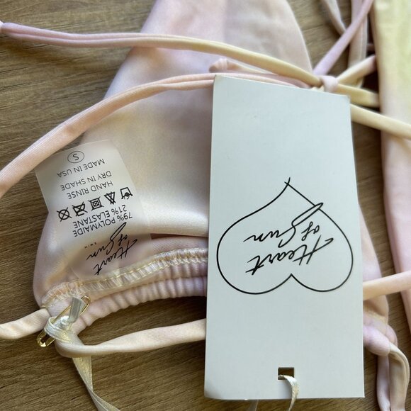 Heart of Sun Malibu Starbust Pink Yellow Bikini Top Women's Size Small S NWT - Picture 3 of 4